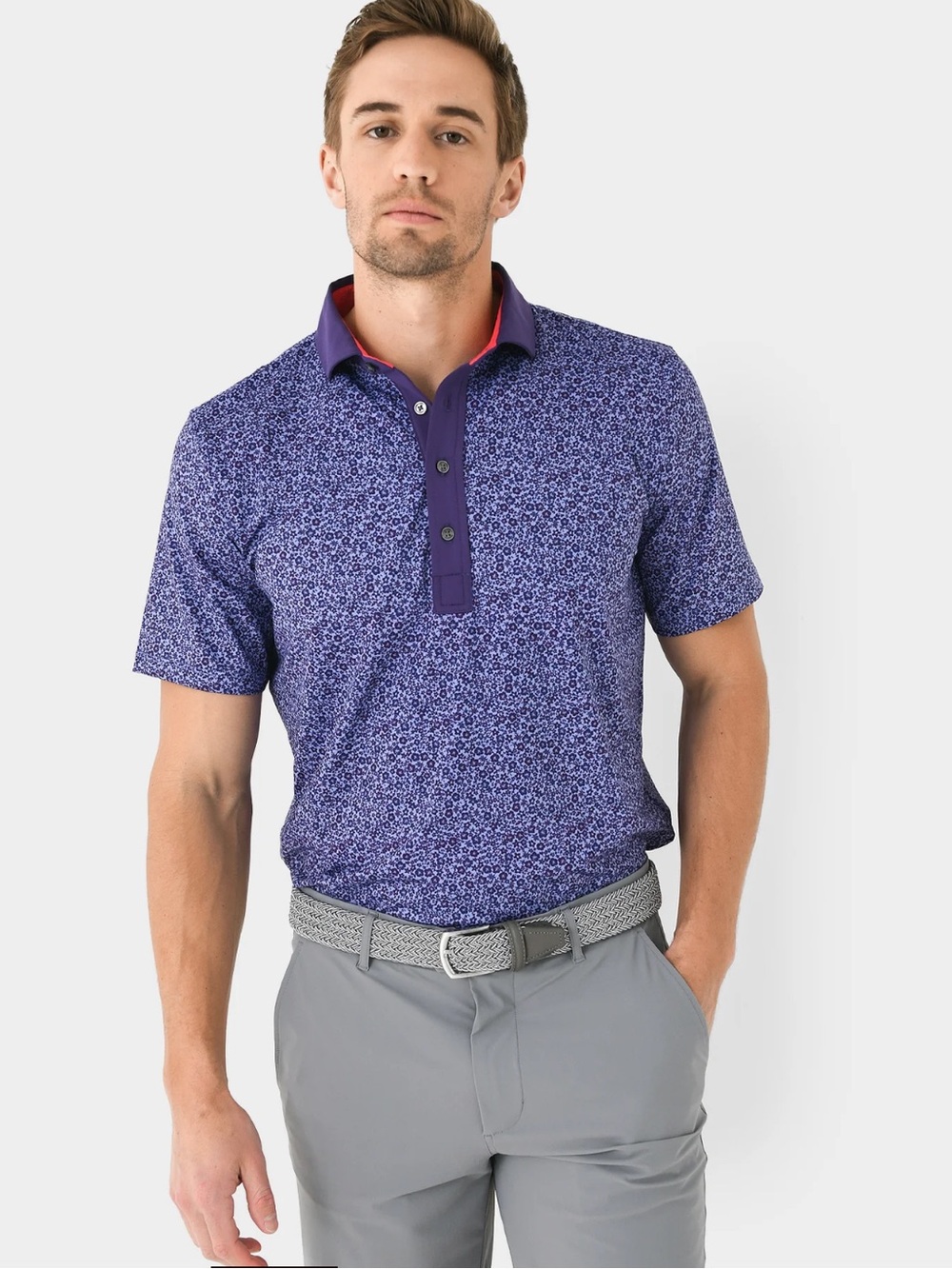 Greyson Clothiers Men's Island Fever Golf Polo Shirt - Purple Floral XL